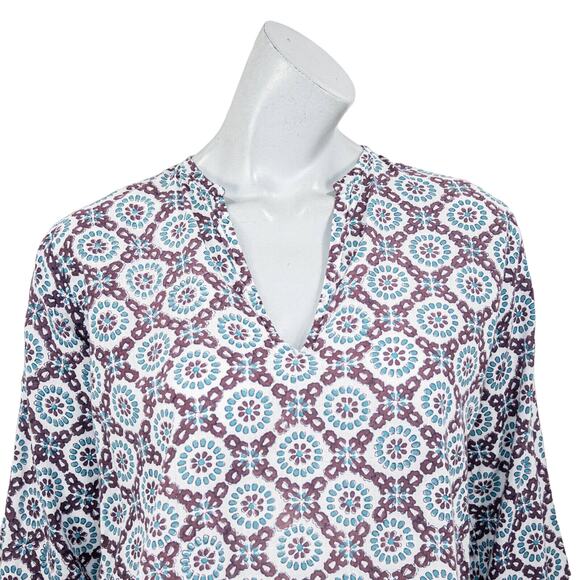 Roberta Roller Rabbit V-neck Tunic top Purple Blue Small - Picture 8 of 9